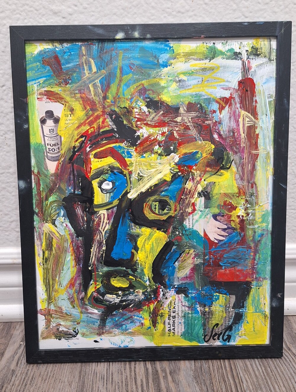 Portrait Abstract Original Painting 11x14 Framed